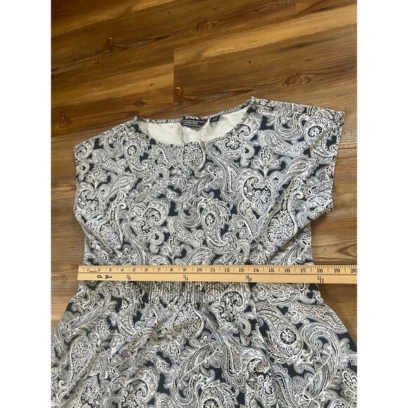 Lands End Women Petite Blue White Paisley Stretchy Maxi Dress Size LP - Picture 6 of 9